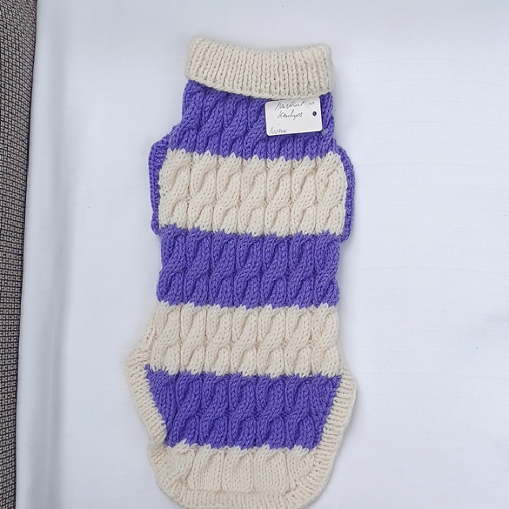 Handmade Knit Cabled Dog Coat NEW- Sz. Sm